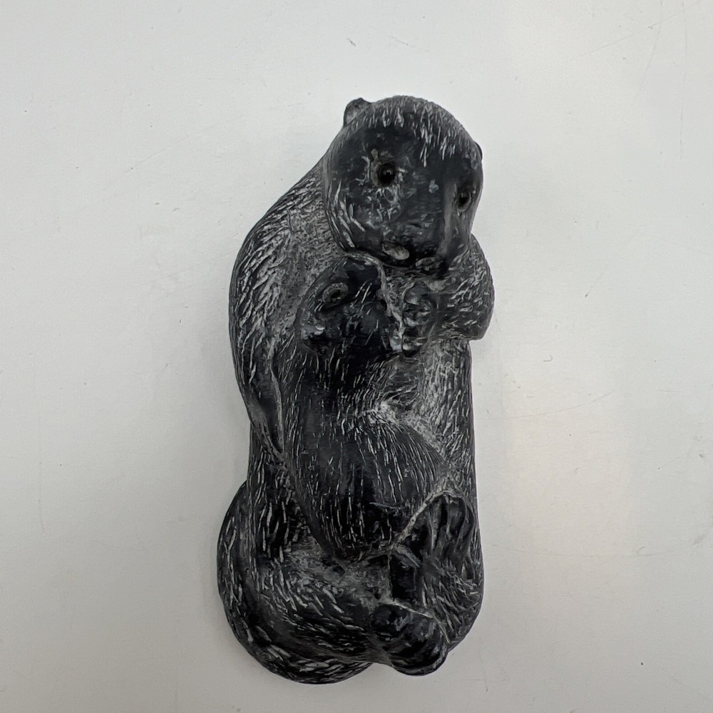 Vintage Wolf Original OTTER Mother and Baby Sculpture Figurine